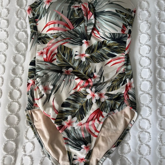 Kona Sol Other - Kona Sol Tropical Floral One Piece Swimsuit - Green, Red, White